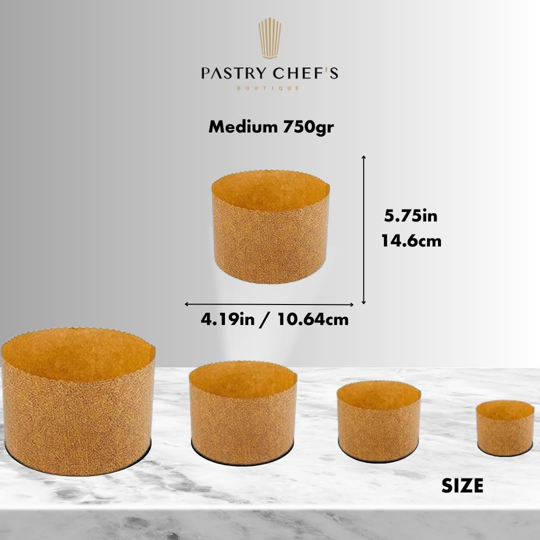 Pastry Chef's Boutique Thin Panettone Paper Pan Mold (Thin Paper - Medium 750 gr) - Pack of 6