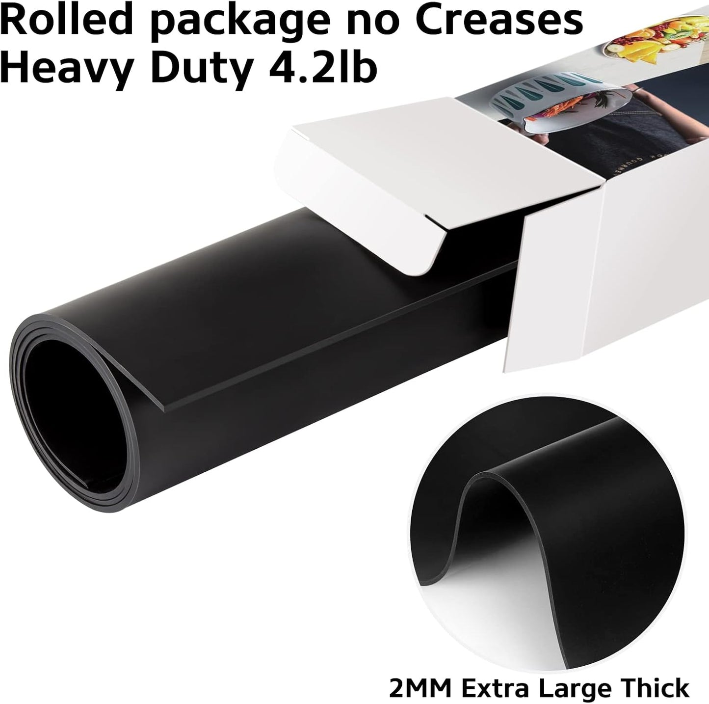 Silicone Mat Heat Resistant Mats for Countertop, Multipurpose Large Silicone Mats for Crafts Kitchen Workbench Size 48x24 inches Thick 2mm,Rolled Package,Black