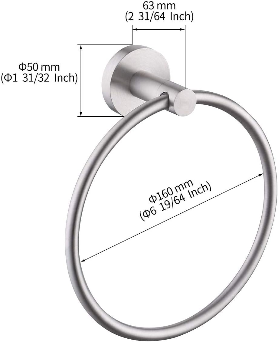 KES Towel Ring for Bathroom, Hand Towel Holder Round Towel Hanger Wall Mount SUS304 Stainless Steel Brushed Finish, A2180DG-2