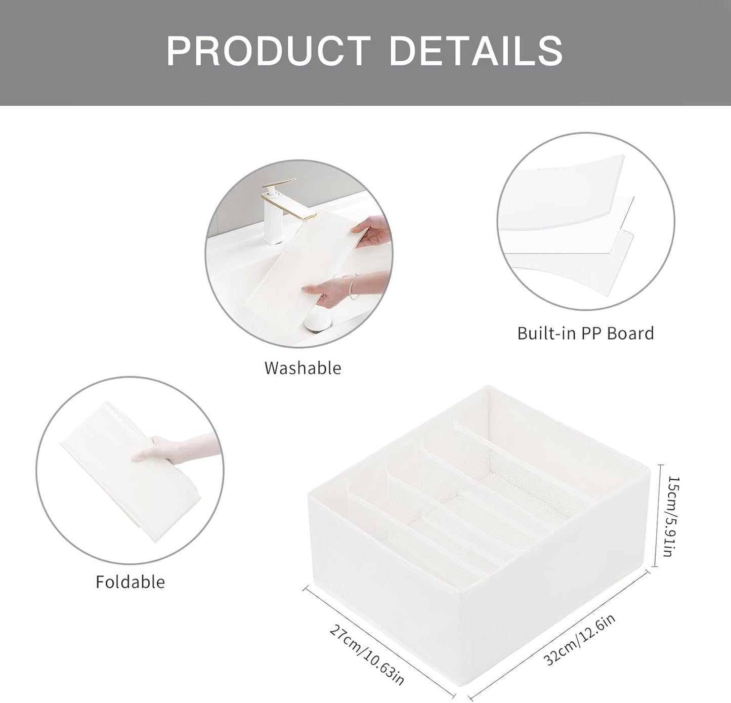 Qozary Jeans Pants Organizer for Closet, 4 Pack Drawer Organizers for Clothing, 5 Grids Wardrobe Clothes Organizer, Jean Organizer for Closet, Deep Drawer, Clothes Organizer for Shirts, Legging