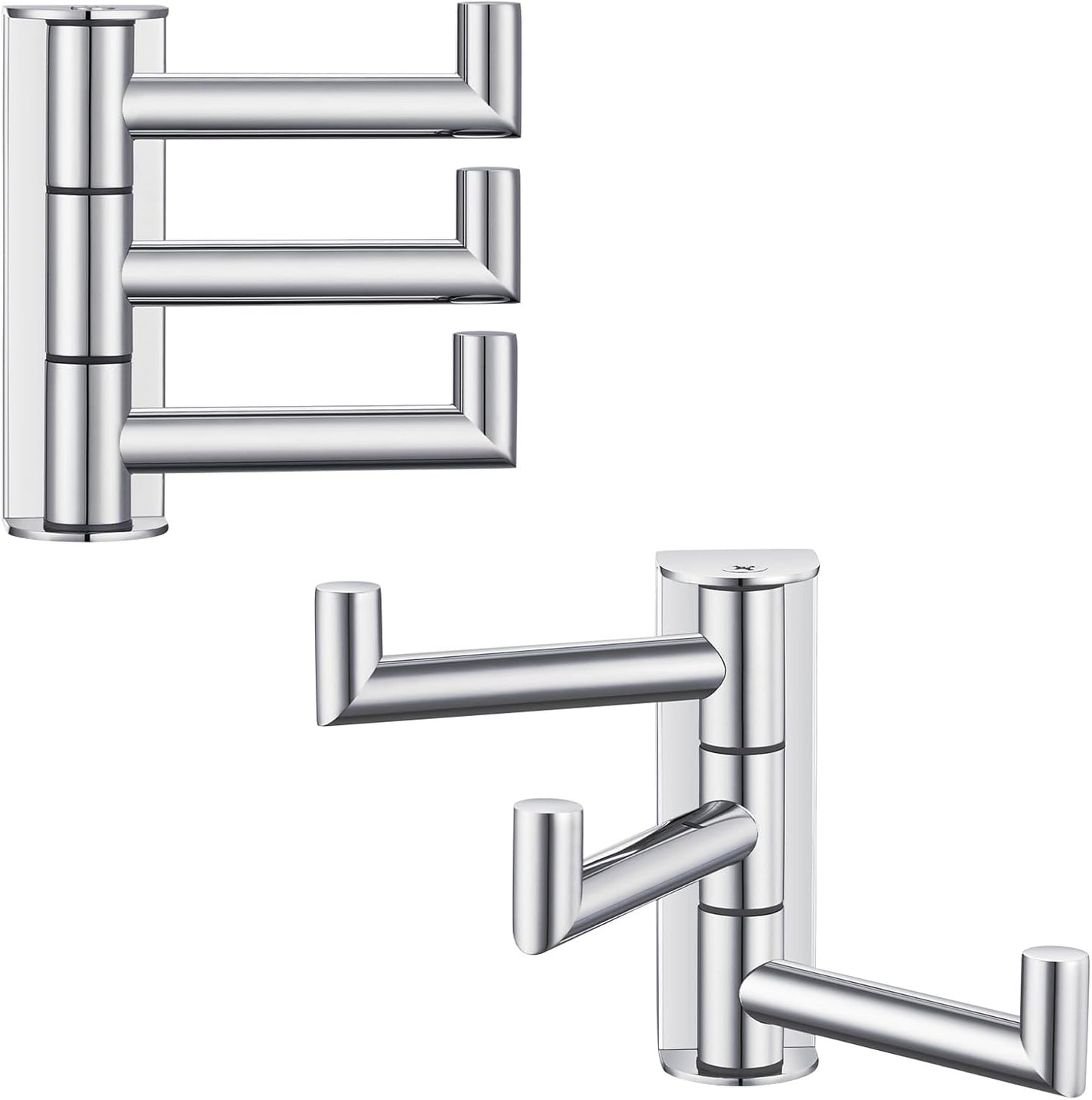 Suyar Swivel Towel Hook Polished Chrome, SUS 304 Stainless Steel Robe Holder for Bathroom with 3 Arms, 2 Pack