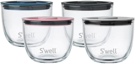 S'well 12oz Glass Prep Bowl Set of 4 For Easy Meal Prep, S'well Signatures, Made From Durable Tempered Glass, Nests Inside 21.5oz