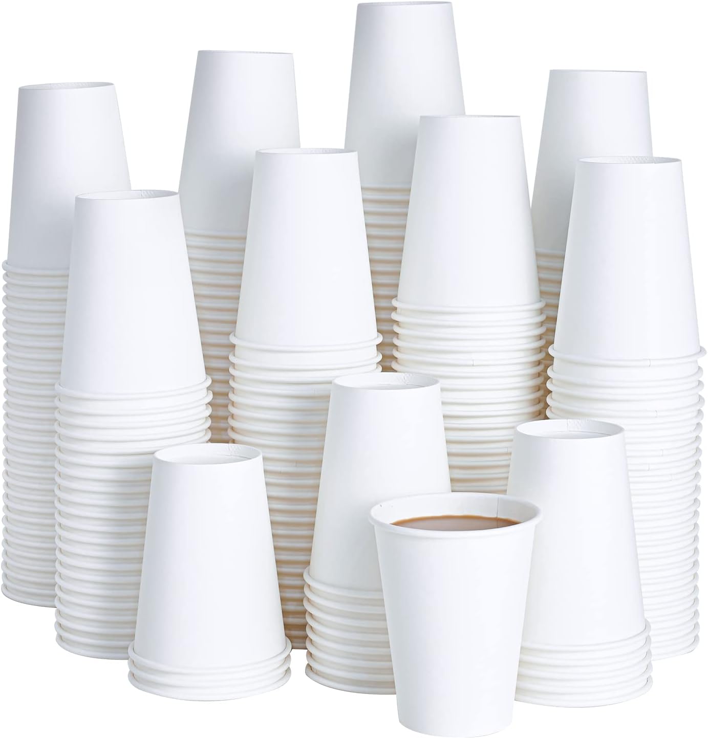 LITOPAK 240 Pack 12 oz Disposable Paper Coffee Cup, White Paper Hot Coffee Cups, Suitable for Party, Picnic, Travel, and Events