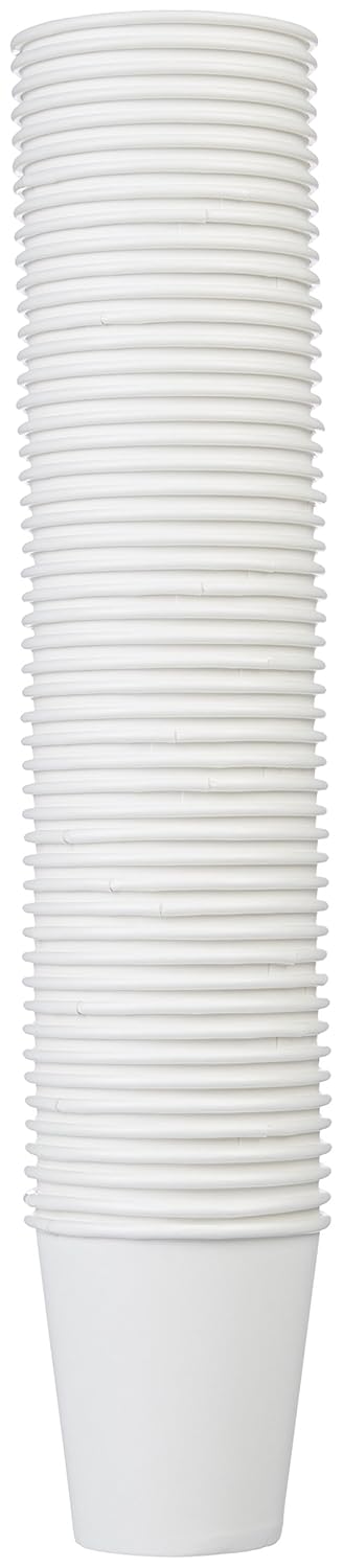 Amazon Basics Disposable Coffee Cups, 10 ounces, Paper, 1000 Count (Pack of 1), White