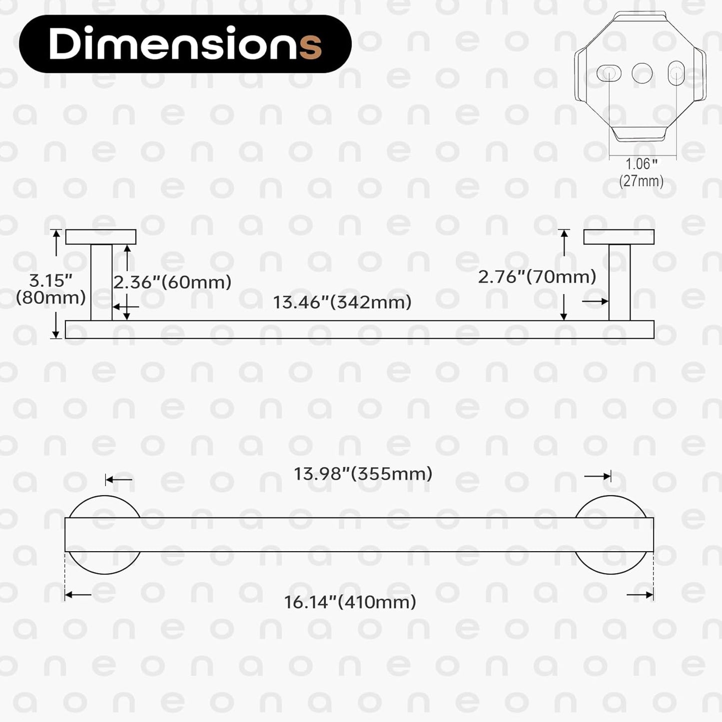 16 Inch Bathroom Towel Bar Bath Towel Rack Kitchen Towel Holder Towel Hanger Wall Mounted SUS304 Stainless Steel 2 Pack Oil Rubbed Bronze AN4001ORB-L16-P2