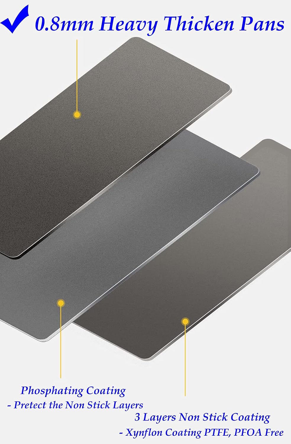 Thicken 1/4 Quarter Cookie Baking Sheet Pan 13.58 x 9.84Inch (Inner 12.8x9.06) Non-Stick Carbon Steel Bakeware 2 Pack