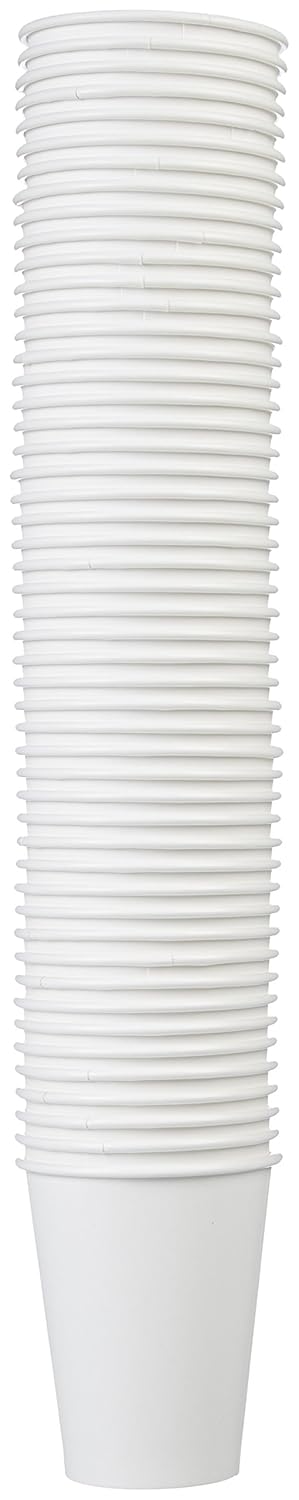 Amazon Basics Disposable Coffee Cups, 12 ounces, Paper, 1000 Count (Pack of 1), White