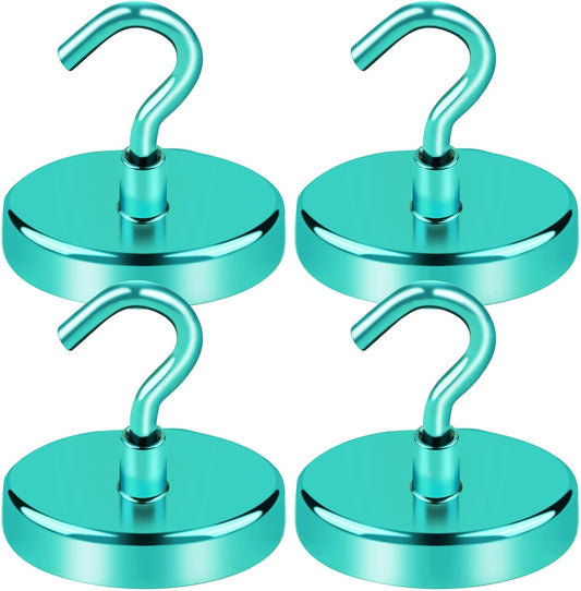 LOVIMAG Magnetic Hooks for Cruise Cabins, 150Lbs Cruise Magnets, Green Magnetic Hooks Heavy Duty for Hanging, Refrigerator, Grill-4 Pack