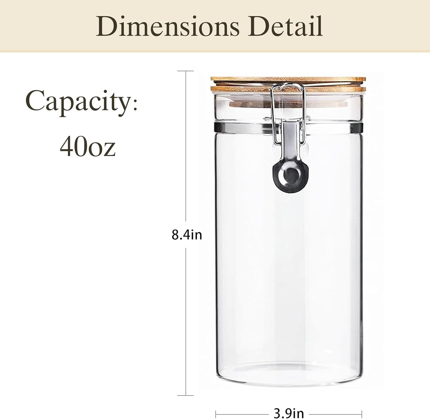 Glass Storage Jars Set Elegant Containers with Airtight Bamboo Lids, Perfect for Kitchen Organization - Flour, Rice, Pasta, Sugar, Coffee Beans, Accessories Included (Coffee Jar x 2)
