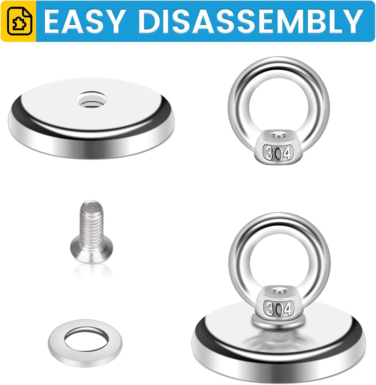 Magnetic Hooks, 100 LB（45KG） Heavy Duty Magnetic Hooks with Countersunk Hole Eyebolt, Perfect for Home, Kitchen, Workplace, Office and Garage, Pack of 10 Brand