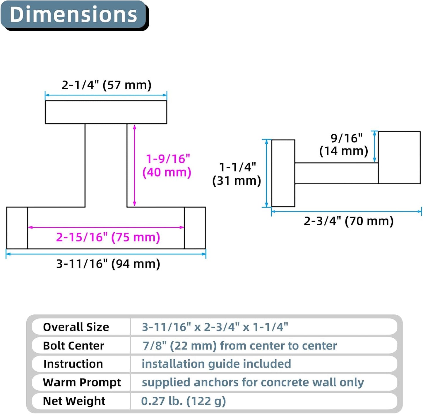 Angle Simple Double Towel Hooks, SUS 304 Stainless Steel Robe Coat Wall Hooks for Bathroom, Polished Chrome, 2 Pack