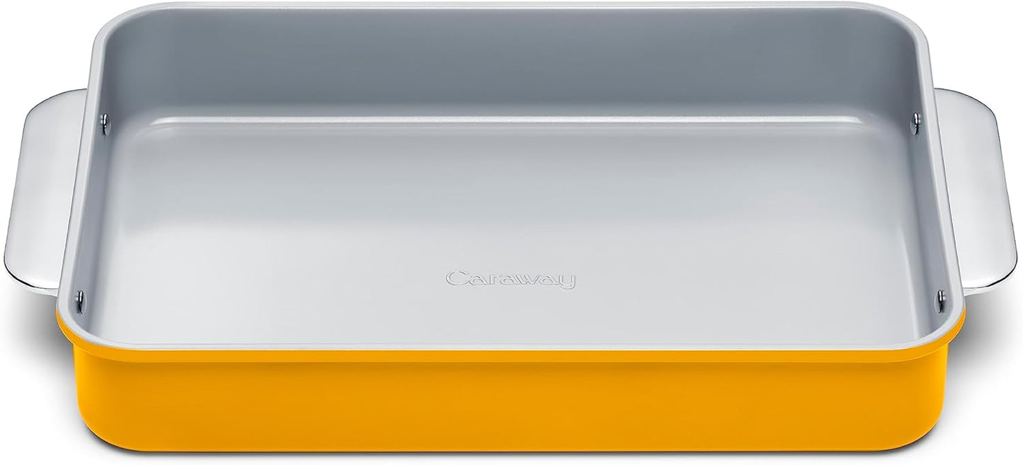 Caraway Non-Stick Ceramic 9”x13” Rectangle Pan - Naturally Slick Ceramic Coating - Non-Toxic, PTFE & PFOA Free - Perfect for Brownies, Lasagnas, and More - Marigold