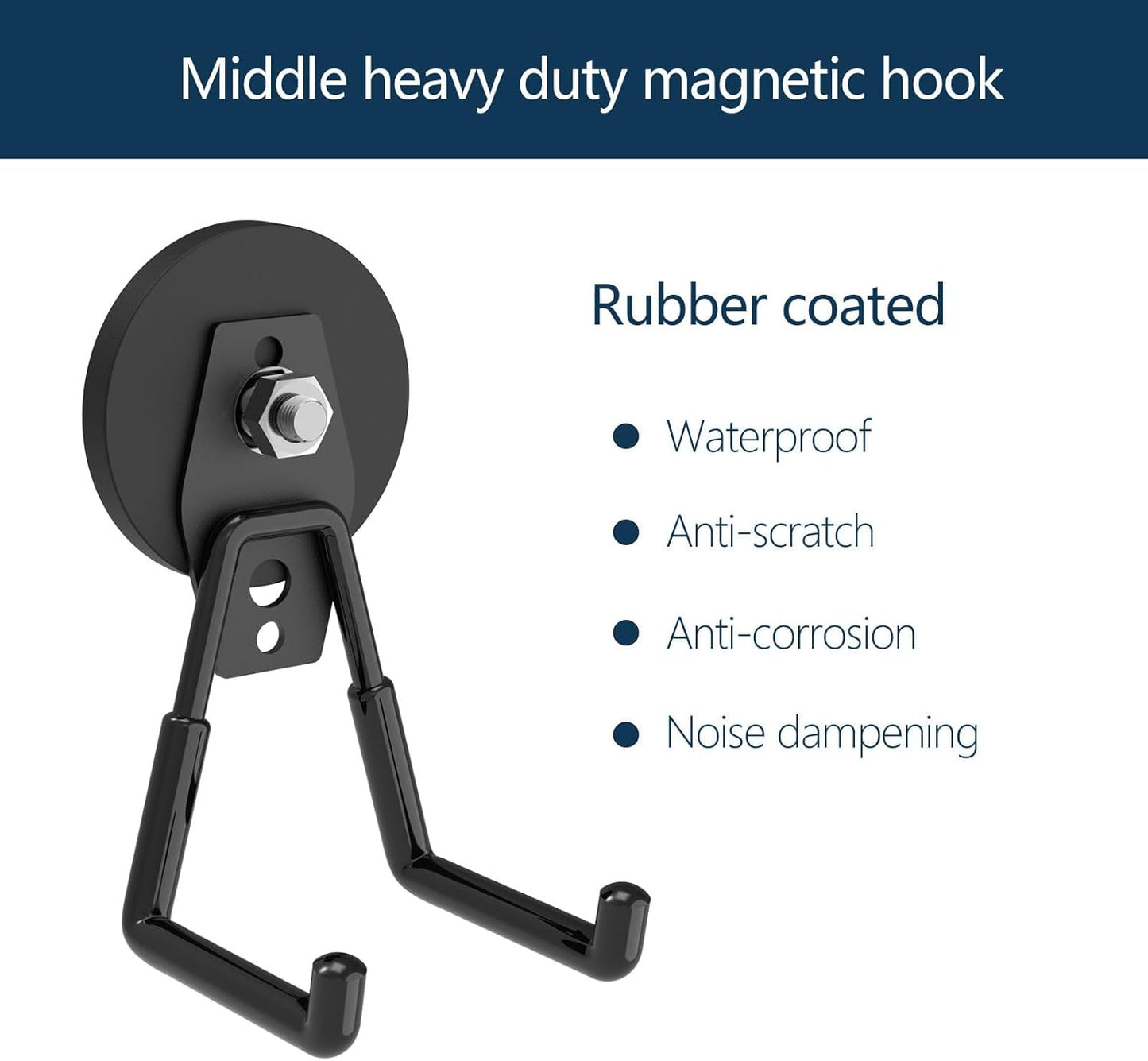 Heavy Duty Magnetic Hooks with 2.60" D Super Strong Round Magnetic Base- 2Pack, Strong Large Magnet Hook, Magnetic Storage Hooks for Power Drill,Garden Tools,Hose,Pegboard,Garage,Workshop