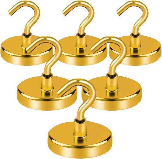 LOVIMAG Cruise Ship Essentials, 110Lbs Cruise Door Magnets, Yellow Cruise Magnetic Hooks, Magnetic Hooks Heavy Duty for Hanging Celling, Grill, Refrigerator Kitchen-6 Pack