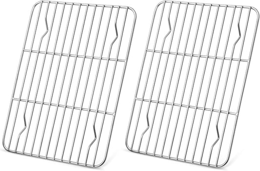 2 Pack Cooling Rack for Baking, Homikit 8.7 * 6.3 Inch Small Stainless Steel Metal Roasting Grilling Cooking Racks, Fits Small Toaster Oven, Dishwasher Safe, Heavy duty & Rust Resistant