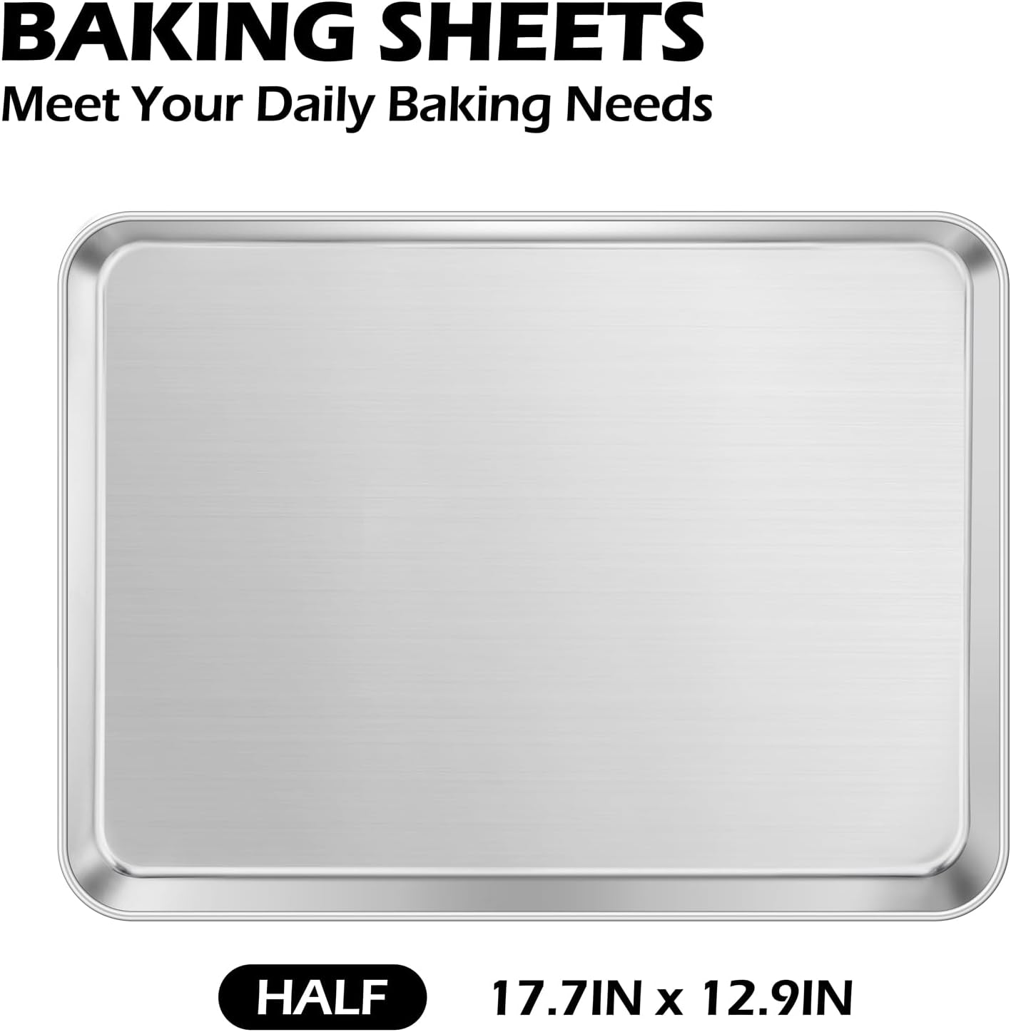 Stainless Steel Baking Sheets Set of 2, Leonyo 17" x 13" Large Half Cookie Sheets for Baking, 1IN Deep Metal Toaster Oven Pan Tray, Dishwasher Oven Safe