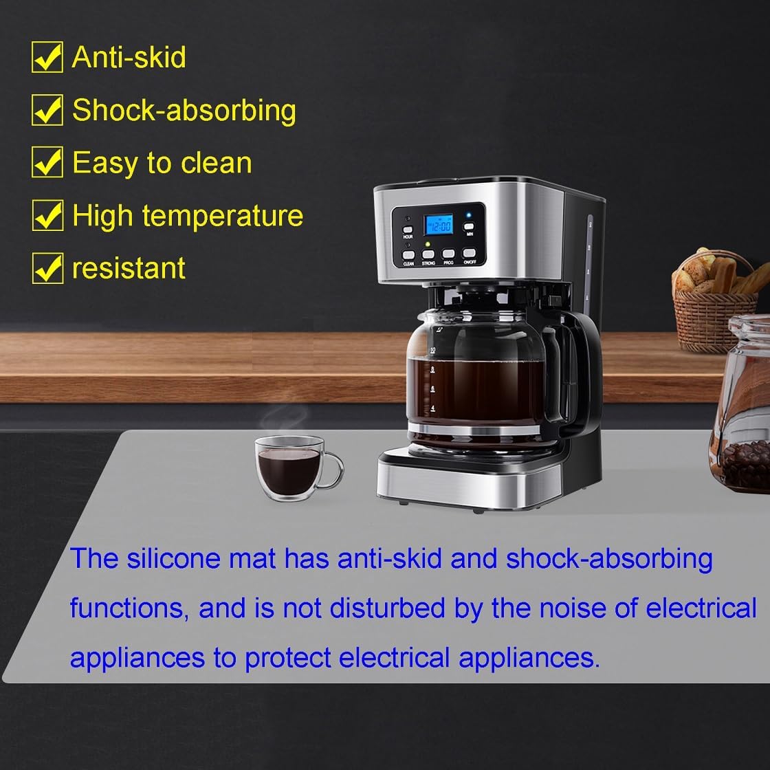 Silicone Mat - Non-Stick, Reusable & Heat Resistant Up to 500°F, Fits Resin Crafts, Dishwasher Safe for Baking, Cookies, Pastry (36” x 24”)