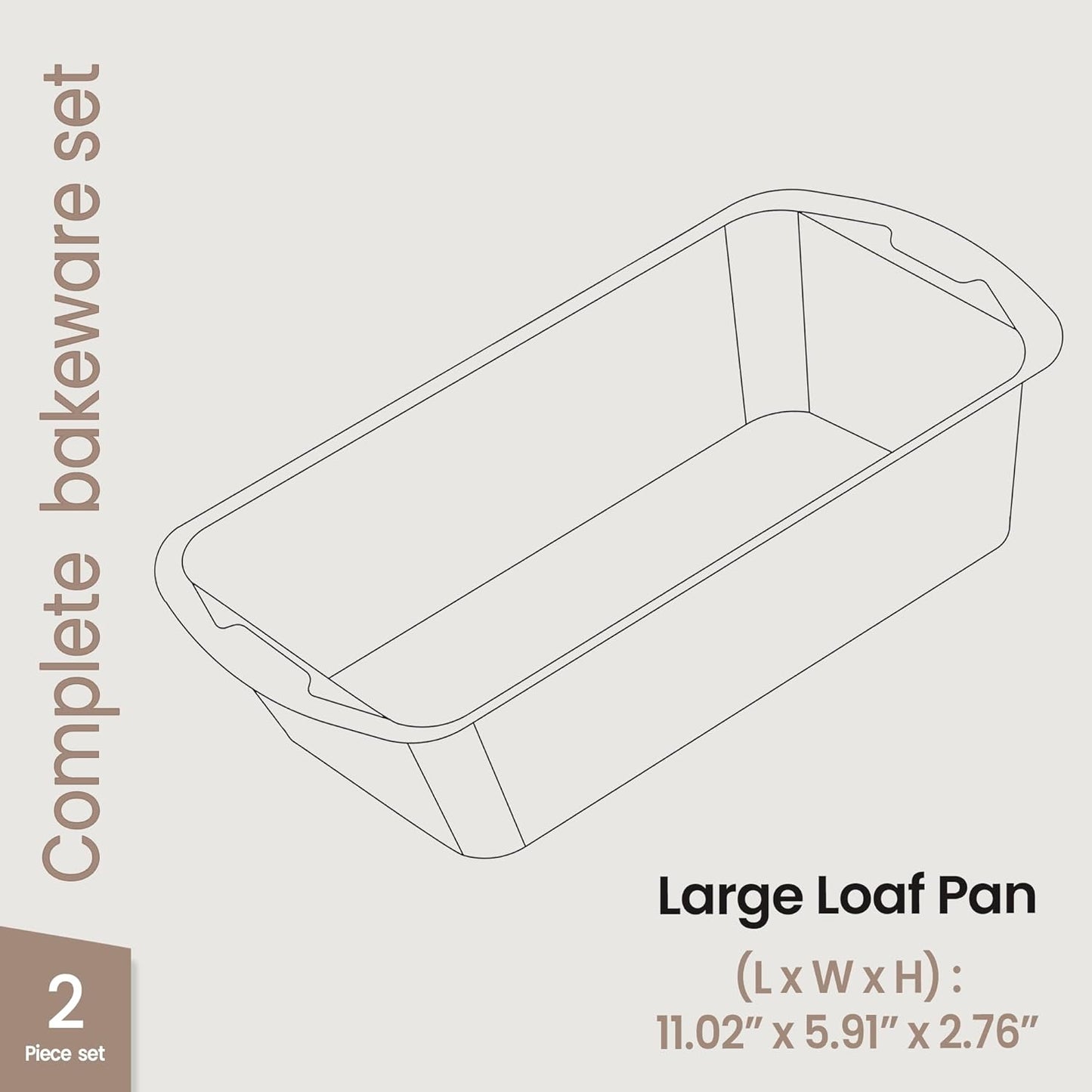 Nonstick Loaf Pan Set Pack of 2, 10.2" & 11" Large Baking Bread Pan, Oven Safe Up to 450°F, PFOA, PFOS, PTFE Free, Space Saving Stackable Design, Stain Resistant, Dishwasher Friendly, Gray Marble