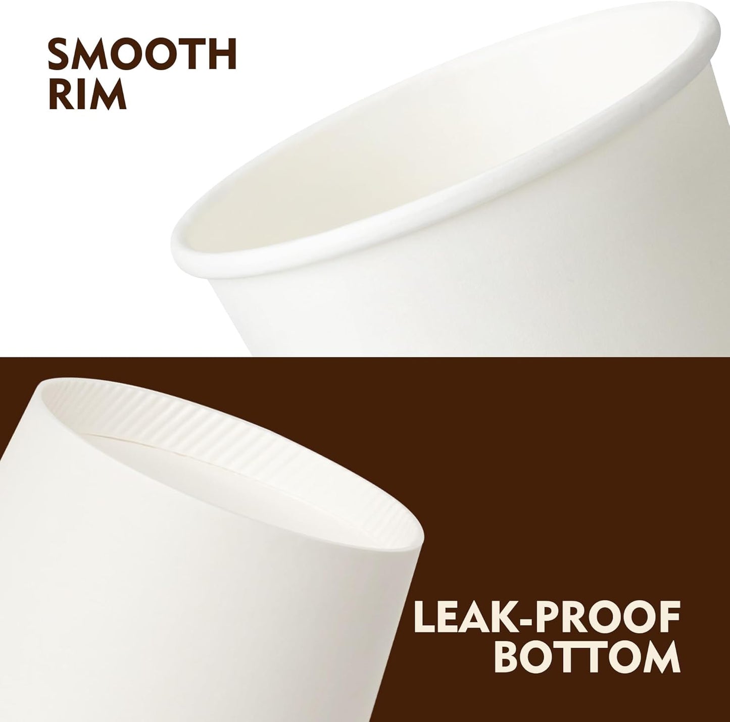 YEEHAW 8 oz Coffee Cups 500 Pack, Disposable paper cups 8 oz, White Hot Drinking Cups