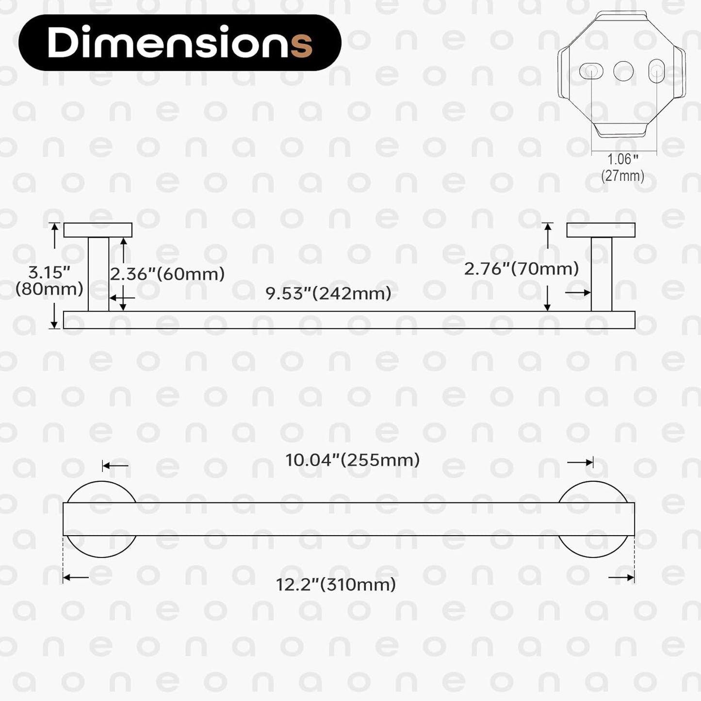 12 Inch Bathroom Towel Bar Bath Towel Rack Kitchen Towel Holder Towel Ring Wall Mounted SUS304 Stainless Steel 2 Pack Polished Chrome AN4001CH-L12-P2