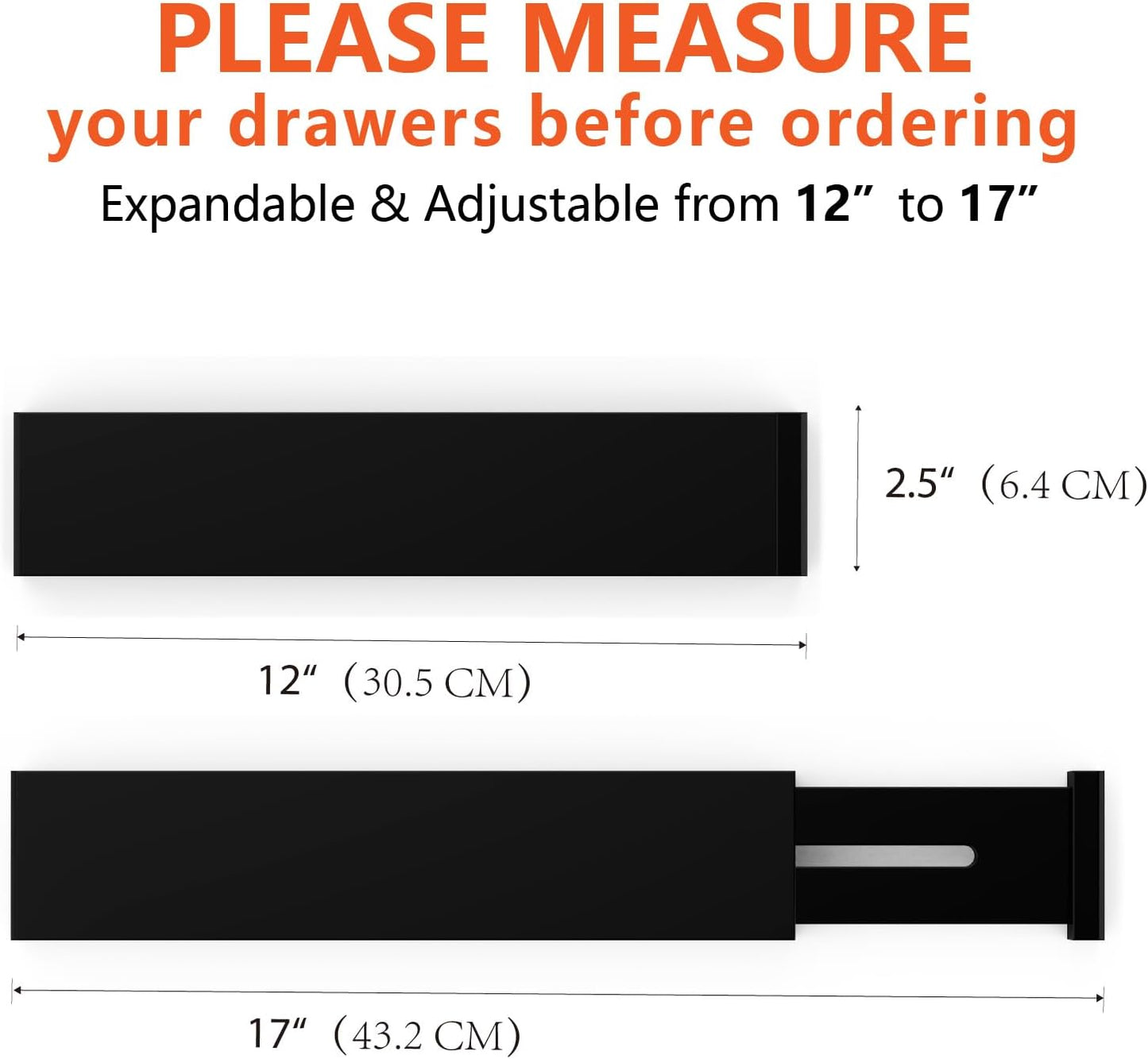 4 Pack Bamboo Drawer Dividers, Adjustable Length from 12 Inch to 17 Inch, Expandable Kitchen Drawer Organizer, Drawer Organization Separators for Clothes, Kitchen, Bedroom, Dresser, Office (Black)