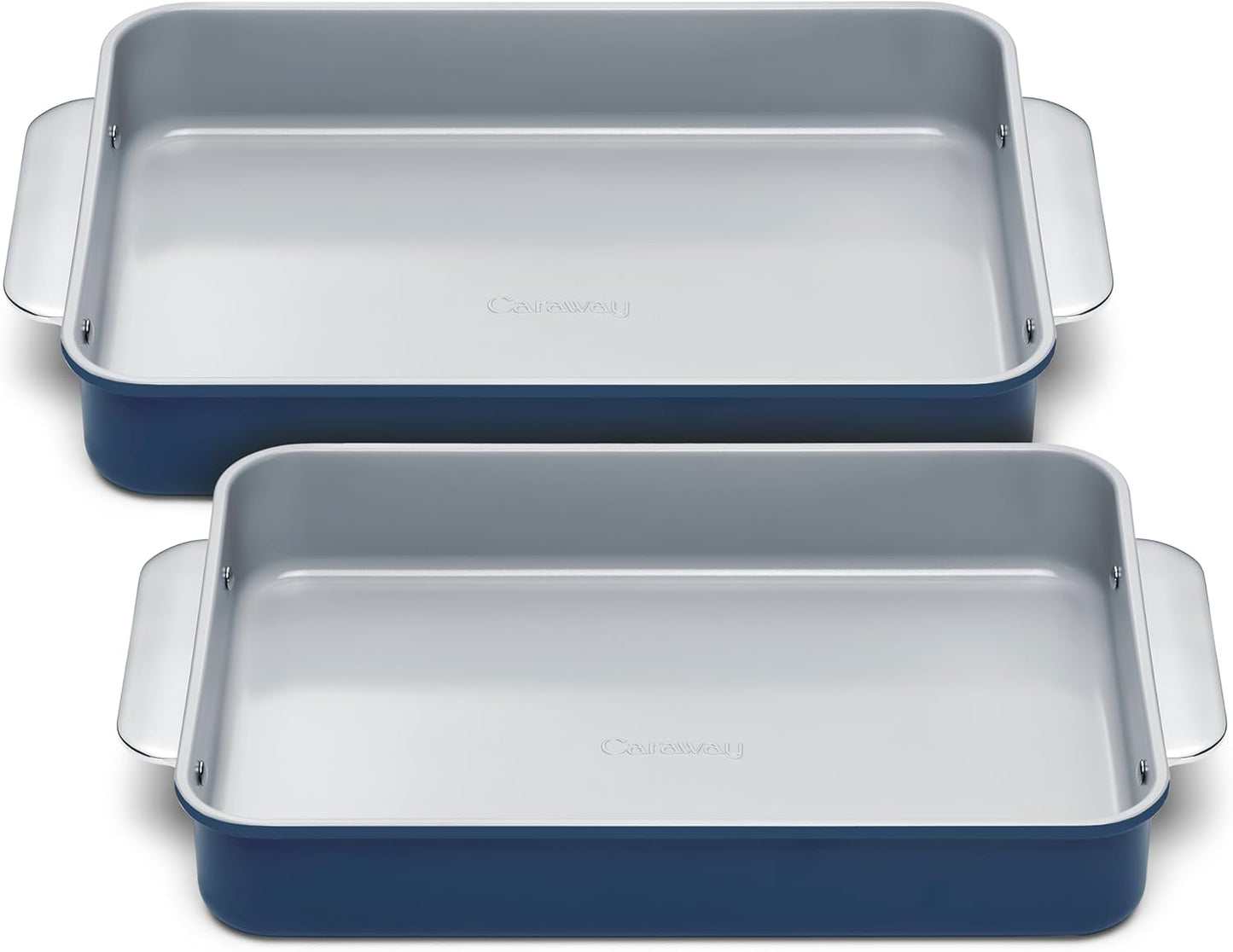 Caraway Non-Stick Ceramic 9”x13” Rectangle Pan Duo - Naturally Slick Ceramic Coating - Non-Toxic, PTFE & PFOA Free - Perfect for Brownies, Lasagnas, and More - Navy