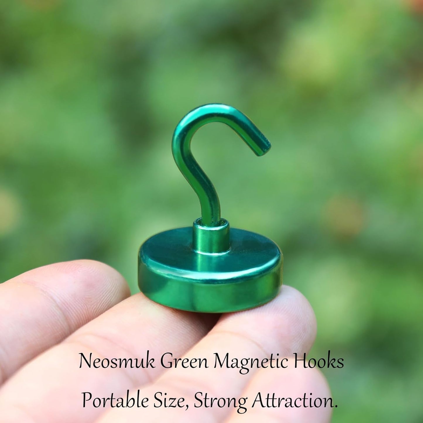 Neosmuk Magnetic Hooks Heavy Duty,Strong Magnet with Hook for Fridge, Super Neodymium Extra Strength Industrial Hooks for Hanging, Magnetic Hanger for Toolbox, Cruise, Grill(Green,10 Pack)