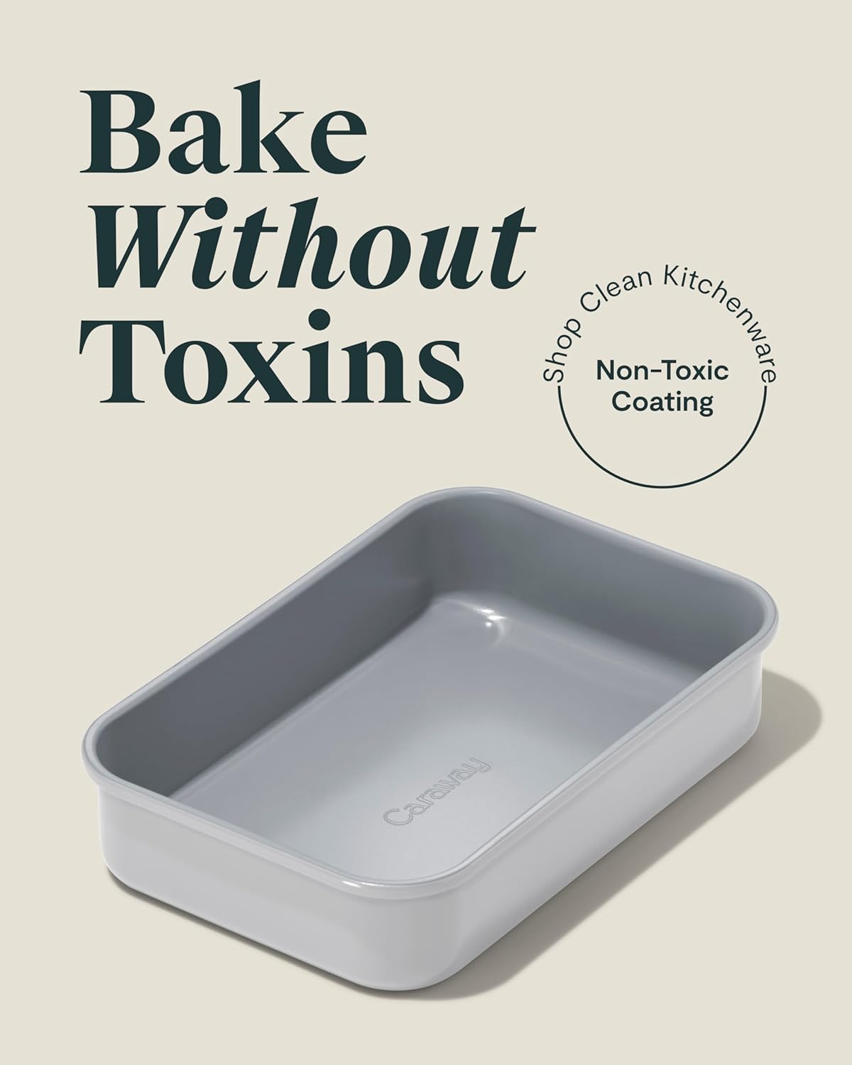 Caraway Nonstick 9” x 6.5” Small Rectangle Baking Pan – Non-Toxic, PTFE & PFOA Free – Aluminized Steel Core – Deep Ceramic Baking Pan for Casseroles, Lasagna & More - Gray
