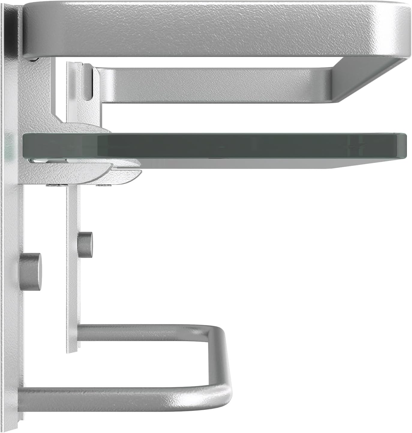 Danpoo Bathroom Wall Shelf with Towel Bar, Clear Tempered Glass, Hand Towel Holder (Matte Silver)