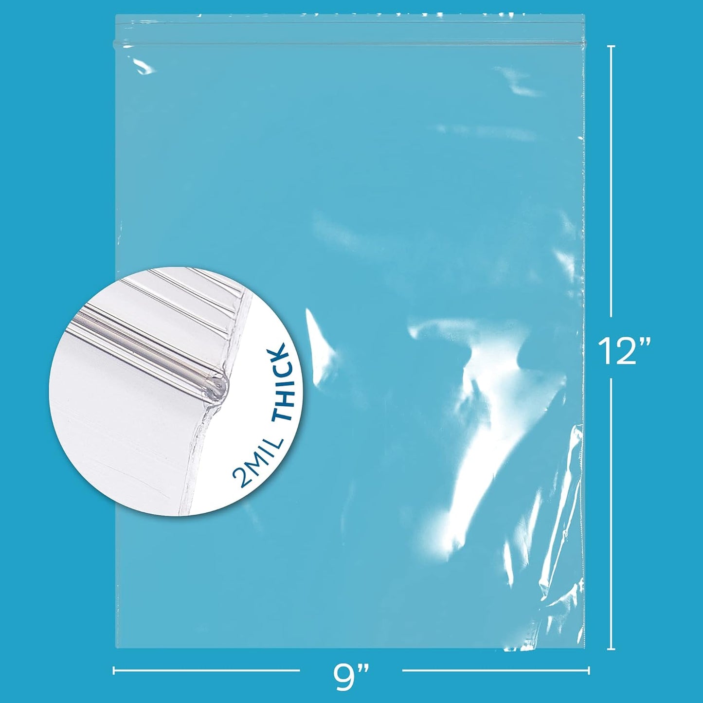 GPI - 9" x 12" - 100 Count, 2 Mil Thick, Clear Reclosable Zip Plastic Poly Bags with Resealable Lock Seal Zipper. for A4 Letter Size Paper, Apparel, Clothing, Food, Household & Office Supplies