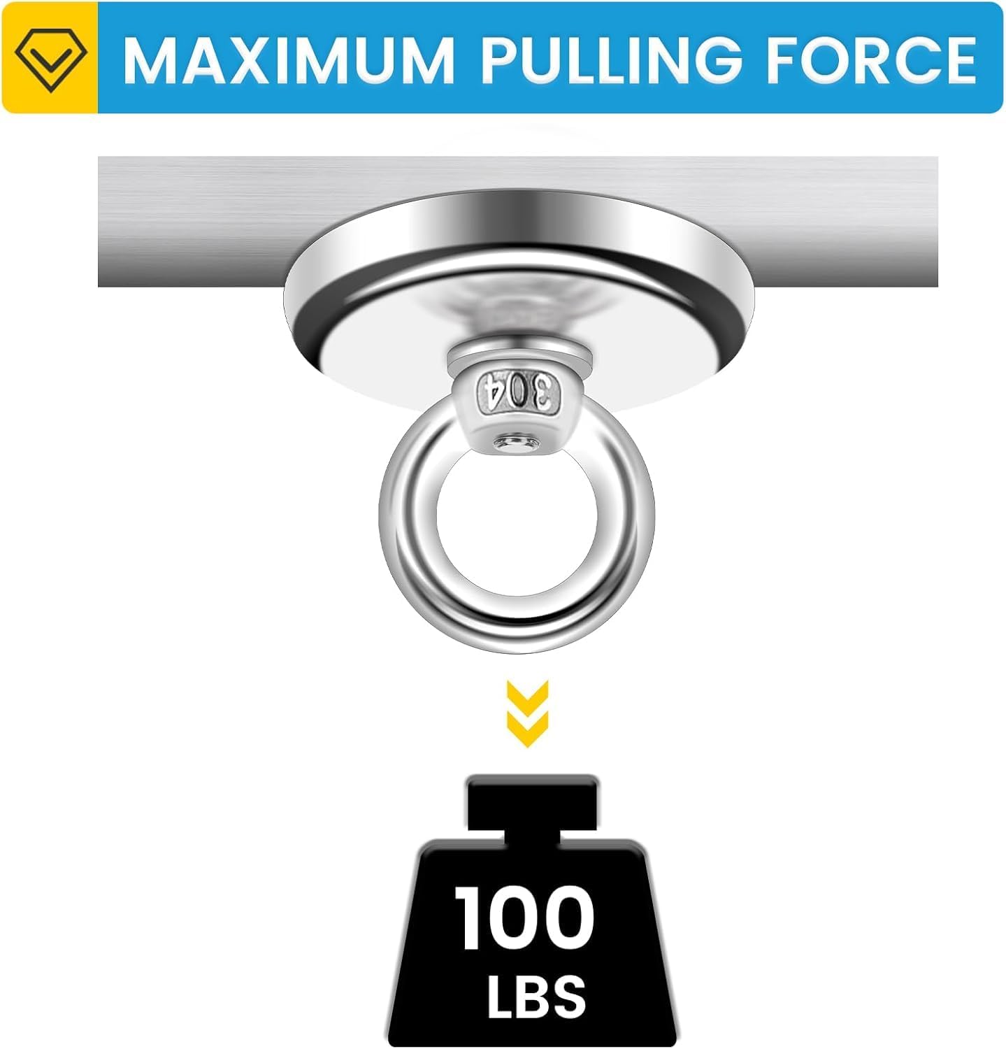 Magnetic Hooks, 100 LB（45KG） Heavy Duty Magnetic Hooks with Countersunk Hole Eyebolt, Perfect for Home, Kitchen, Workplace, Office and Garage, Pack of 25