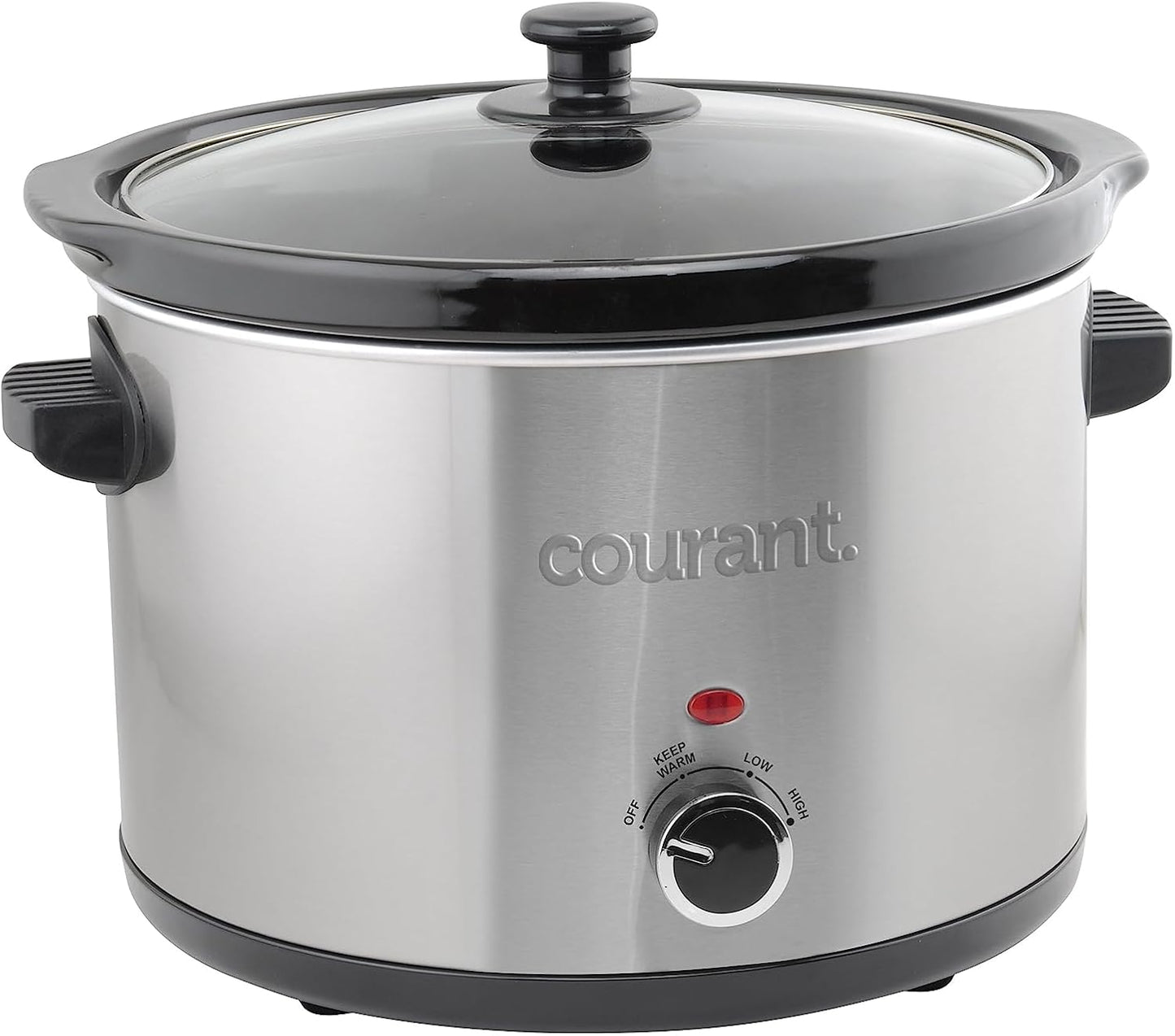 Courant Slow Cooker 5.5 Quart Crock, with Easy Cooking Options, Dishwasher Safe Pot and Glass Lid, Stainless Steel