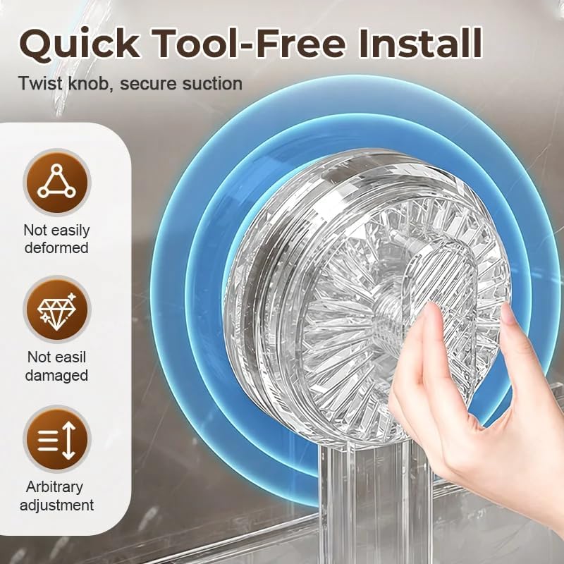 Universal Removable Faucet Storage Rack, No-Drill Bathroom Suction Storager Box, Thickened And Widened Panel Design, Water Automatically Drains Away, For Bathroom Kitchen (2 PCS BLACK)