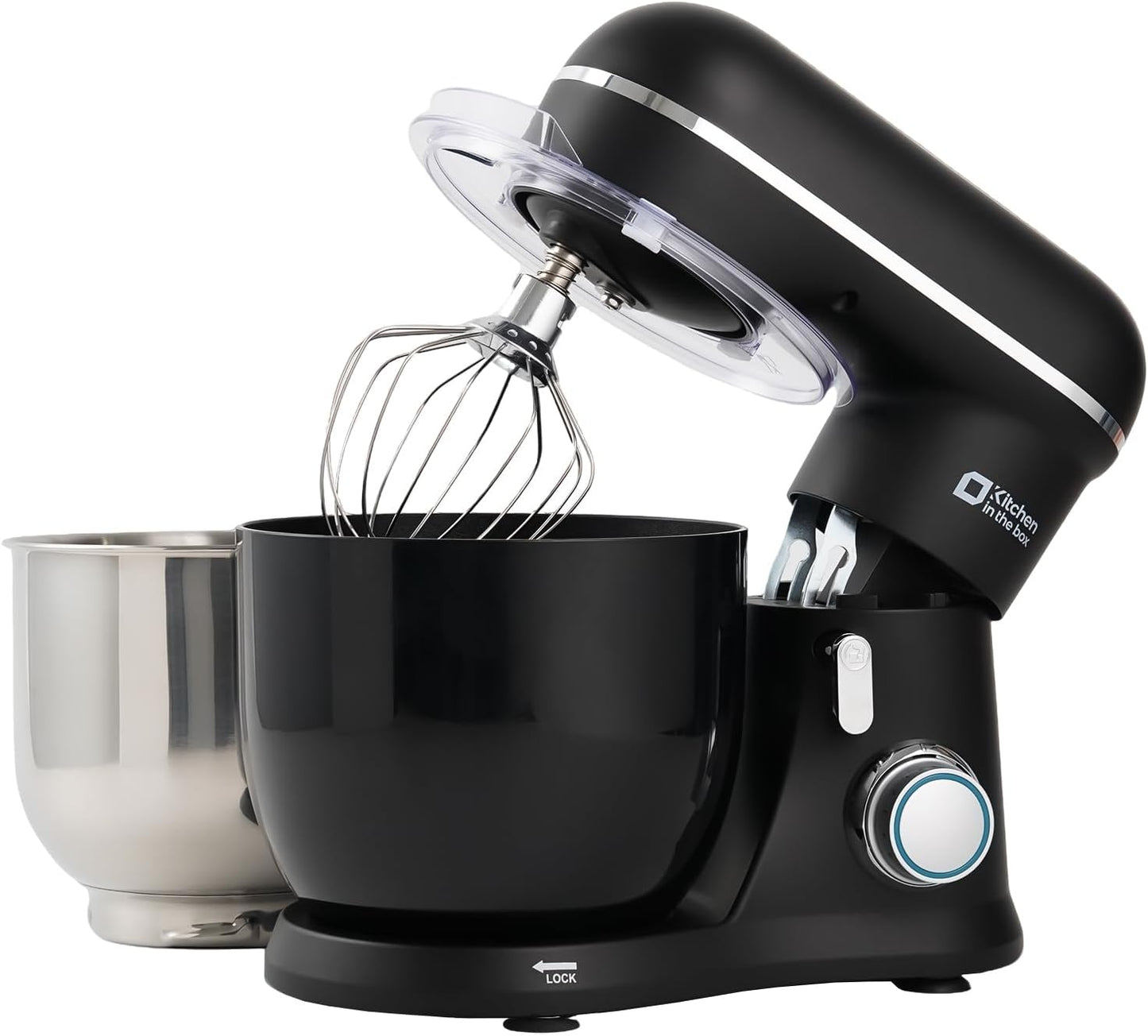 Kitchen in the Box Stand Mixer, 3.5QT Two Bowls Small Kitchen Electric Mixer, 10-Speed Portable Lightweight Matte Finish with Egg Whisk, Dough Hook, Beater (Onyx Black, 3.5QT)