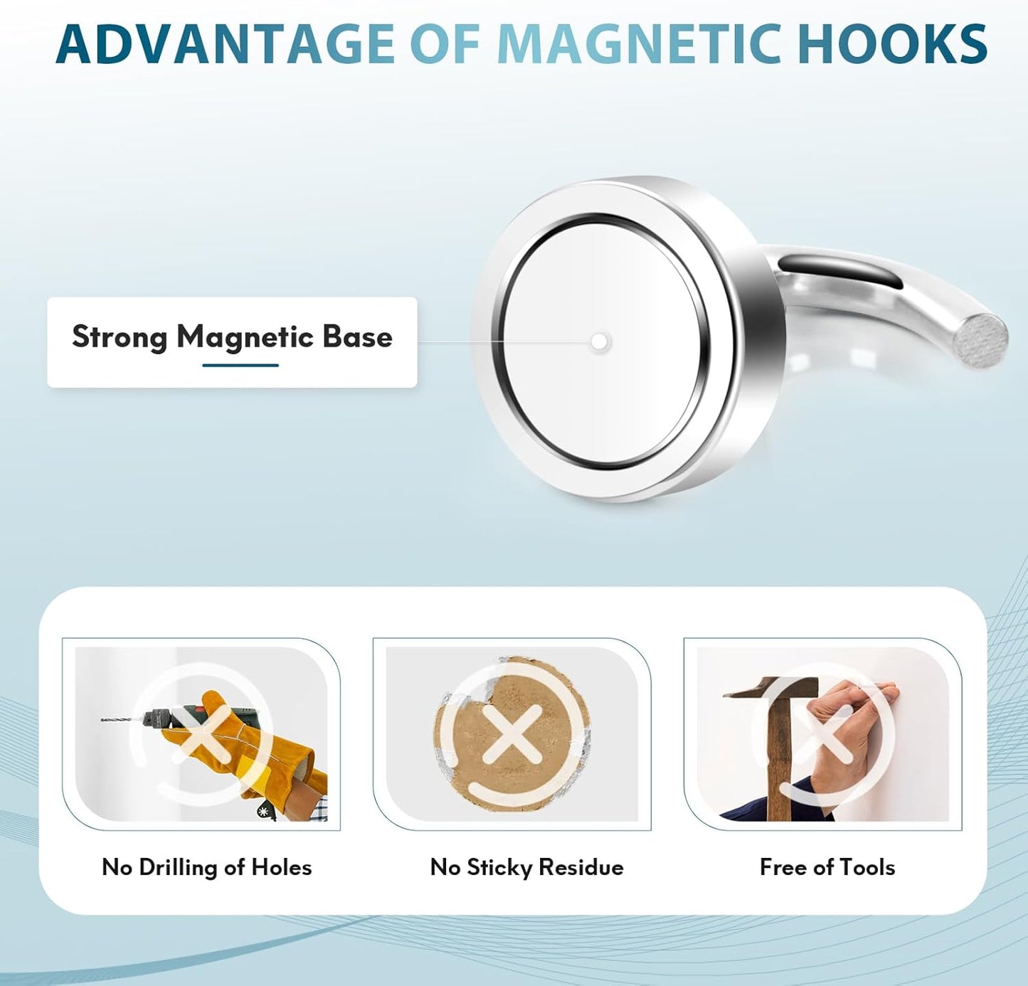 Neosmuk Magnetic Hooks, Cruise Ship Essentials, 30lb+ Heavy Duty Magnetic Hooks for Cruise Cabins, Refrigerator, Grill, Hanging, and Travel | Extra Strong Must-Haves Magnet Hook(Silver,Pack of 12)