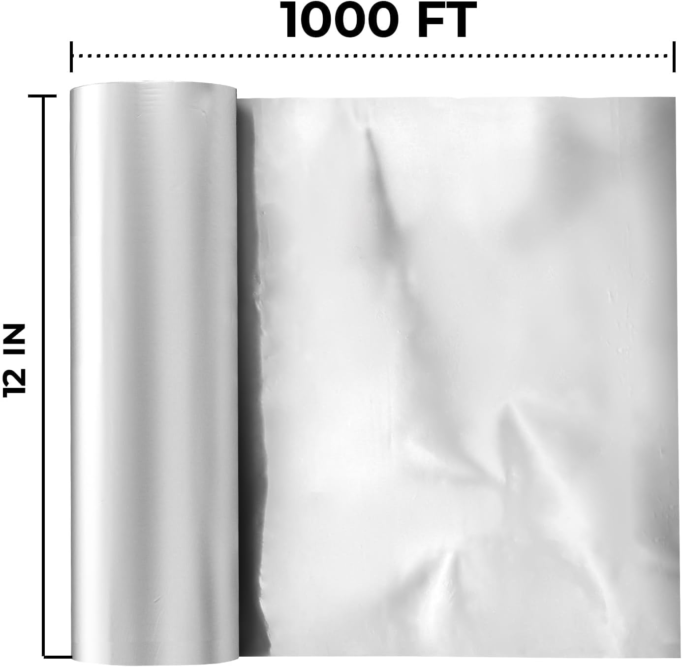 Aluminium Foil 12''x1000 Sq.Ft for Food, Heavy Duty Tin Foil Roll, Non-Stick Disposable Food Wrapping for Restaurant,BBQ,Roasting