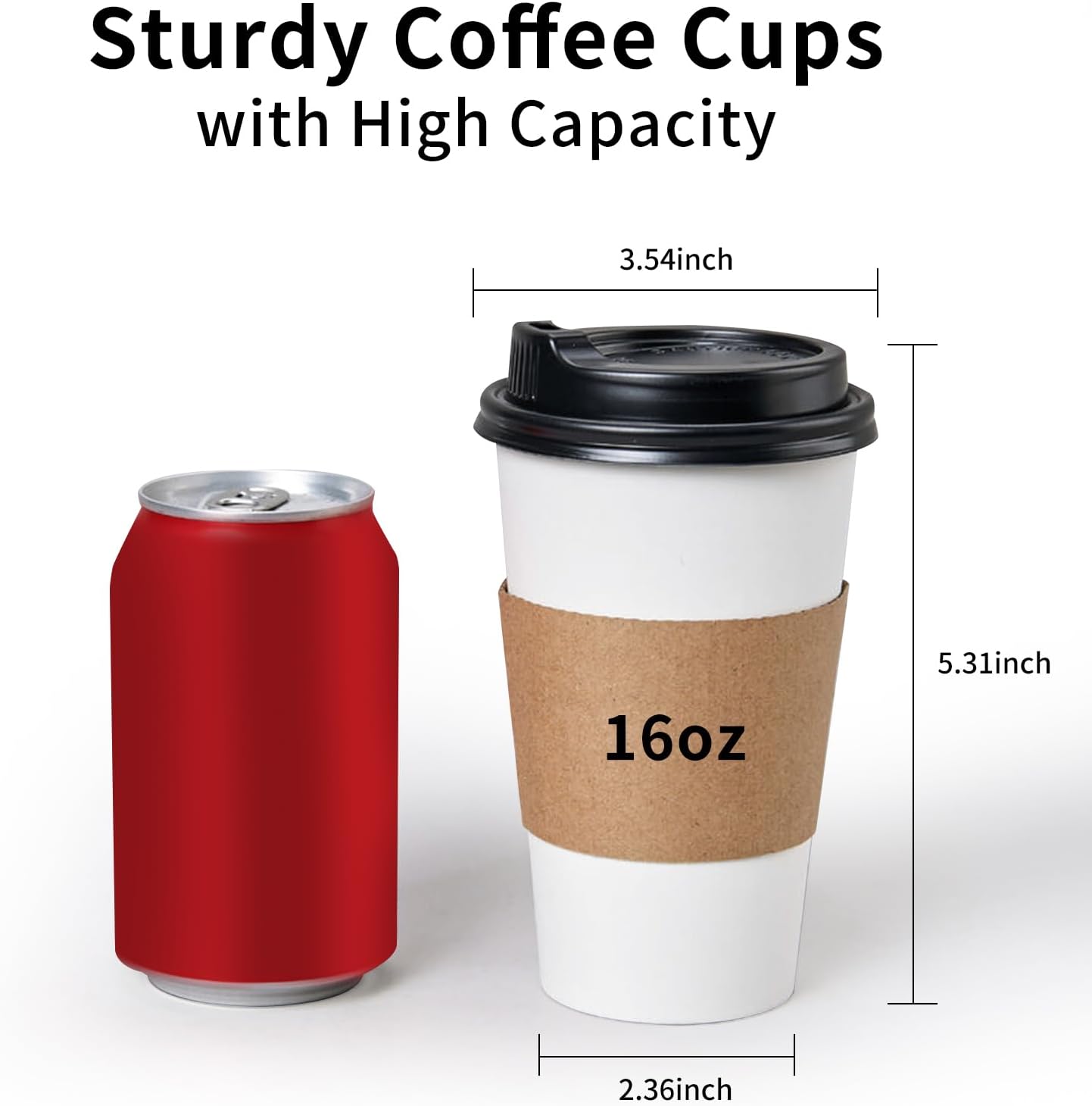 YEEHAW Disposable Coffee Cups with Lids 16 oz 50 Pack, Coffee cups with Lids and Sleeves, To Go Coffee Cups, Hot Paper Cups for Hot Beverages in Party, Family, Office, Upgraded