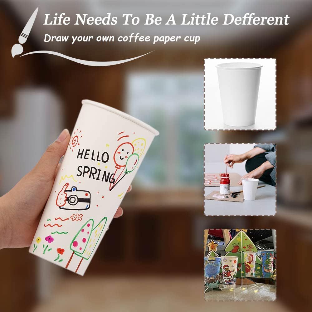 Lamosi 300 Pack Paper Cups 8 oz, Disposable Coffee Cups, Paper Coffee Cups 8 oz, White Hot/Cold Beverage Drinking Cup for Water Juice or Tea, Office Party Home Travel