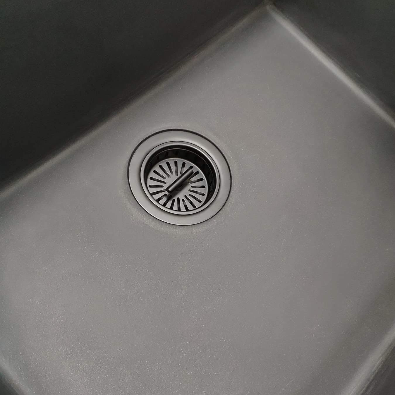 3-1/2 Inch Matte Black All Stainless Steel Kitchen Sink Drain Strainer Assembly with Strainer Basket, Drain Stopper Replacement for 3.5 Inch Kitchen Sink