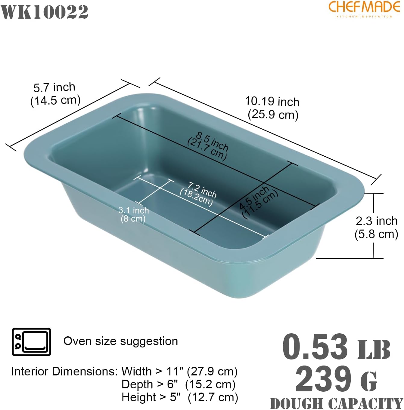 CHEFMADE Bread Loaf Pan, 8.5" x 4.5" Nonstick Meatloaf Pan, Bakeware for Oven Baking，Homemade Bread （Green）