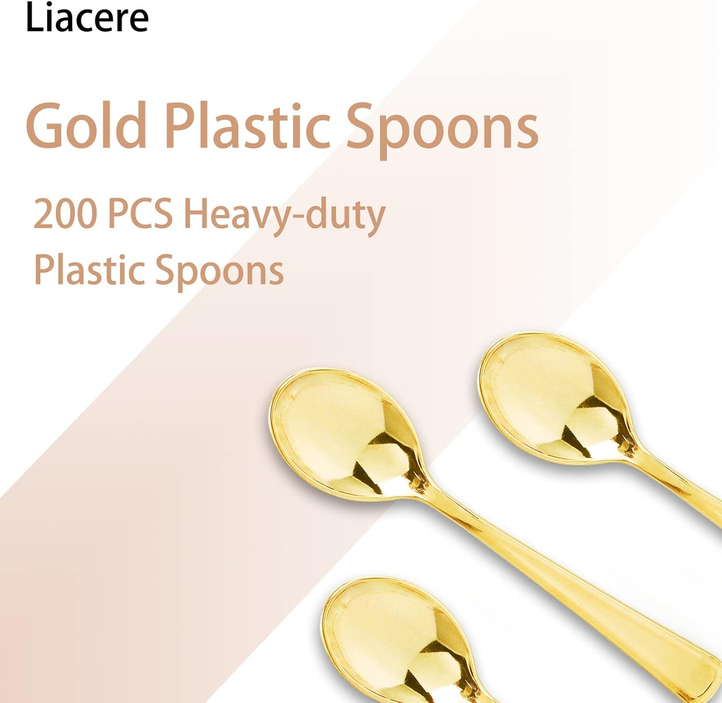 Liacere 200 Pack Gold Plastic Spoons - 6.7 inch Heavy Duty Plastic Spoons - Heavyweight Gold Disposable Spoons for Parties & Weddings & Restaurants & New Year