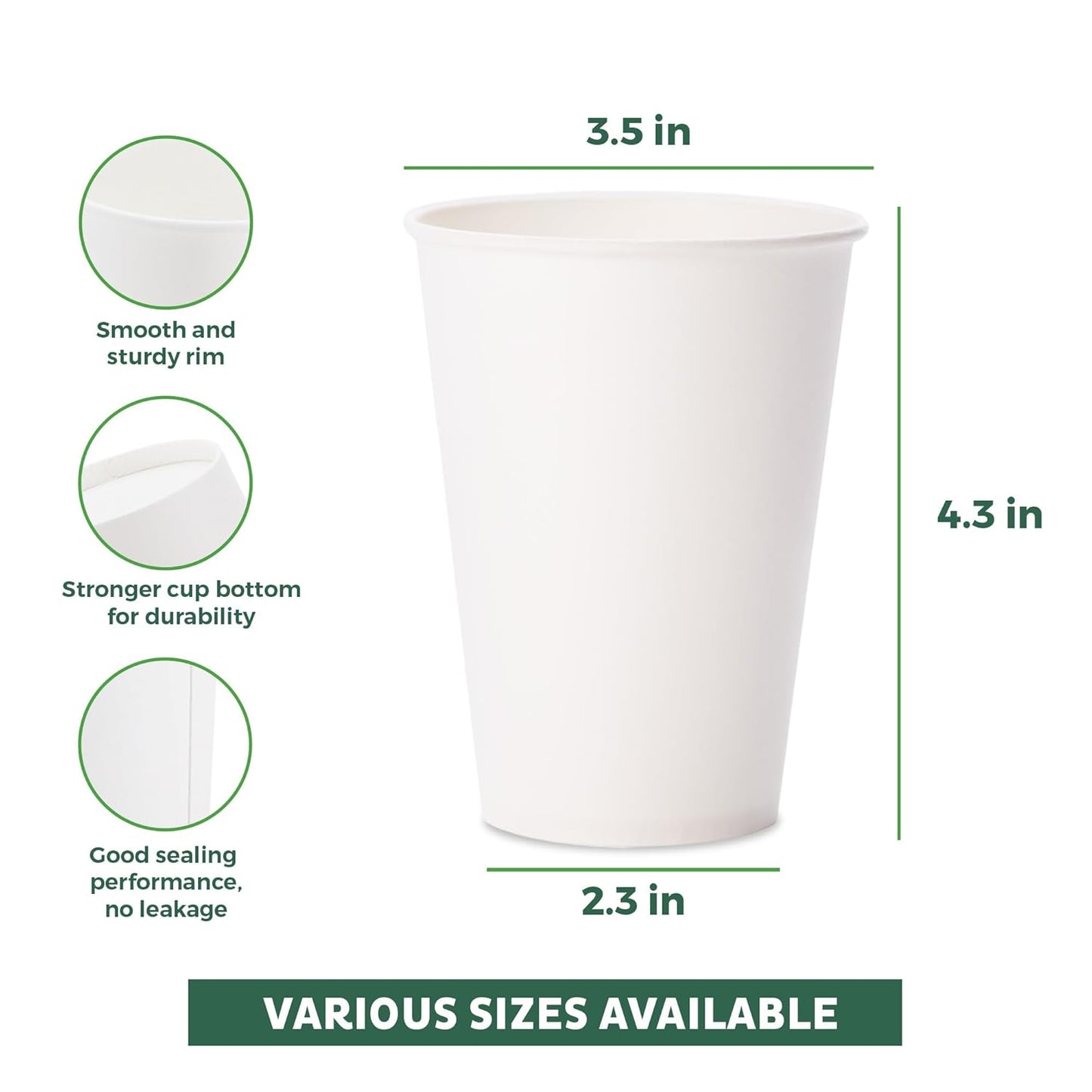 Freshware Coffee Cups 12 oz [1000 Pack] Disposable Paper Cups for Hot or Iced Coffee Cup, Slushie Cup, Milkshakes, Smoothies, and Tea