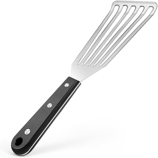Newness Metal Fish Turner Spatula Stainless Steel for Kitchen Use, Small Griddle Egg Spatula, Flexible, Polished Metal, Corrosion Resistant, Kitchen Slotted Turner with Thin Edge Ideal for Turning,11"