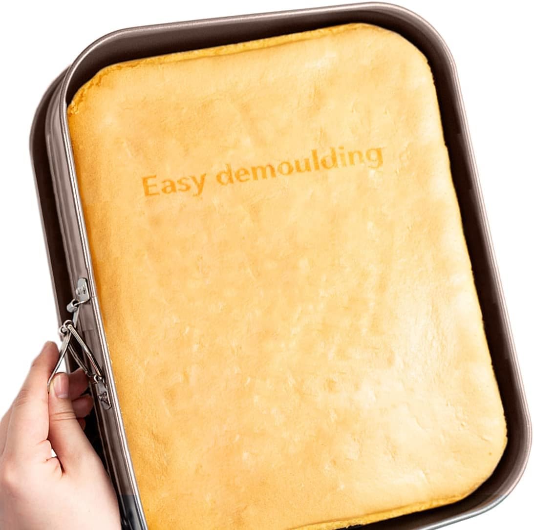 Meleg Otthon Springform Cheesecake Pan - Leakproof, Nonstick, Rectangle, Removable Bottom, Gold (15.7" x 11" x 2.6")