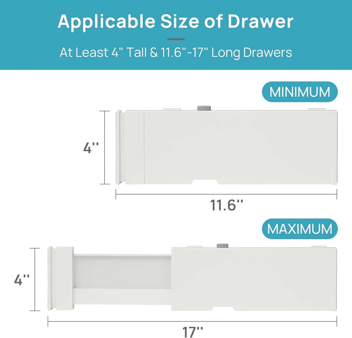 Vtopmart 16 Pack Drawer Dividers for Clothes, 4" High 11.6"-17" Adjustable Expandable Dresser Drawer Organizer, Plastic Drawers Separator for Dresser, Baby Clothes, Underwear, Kitchen & Office Storage