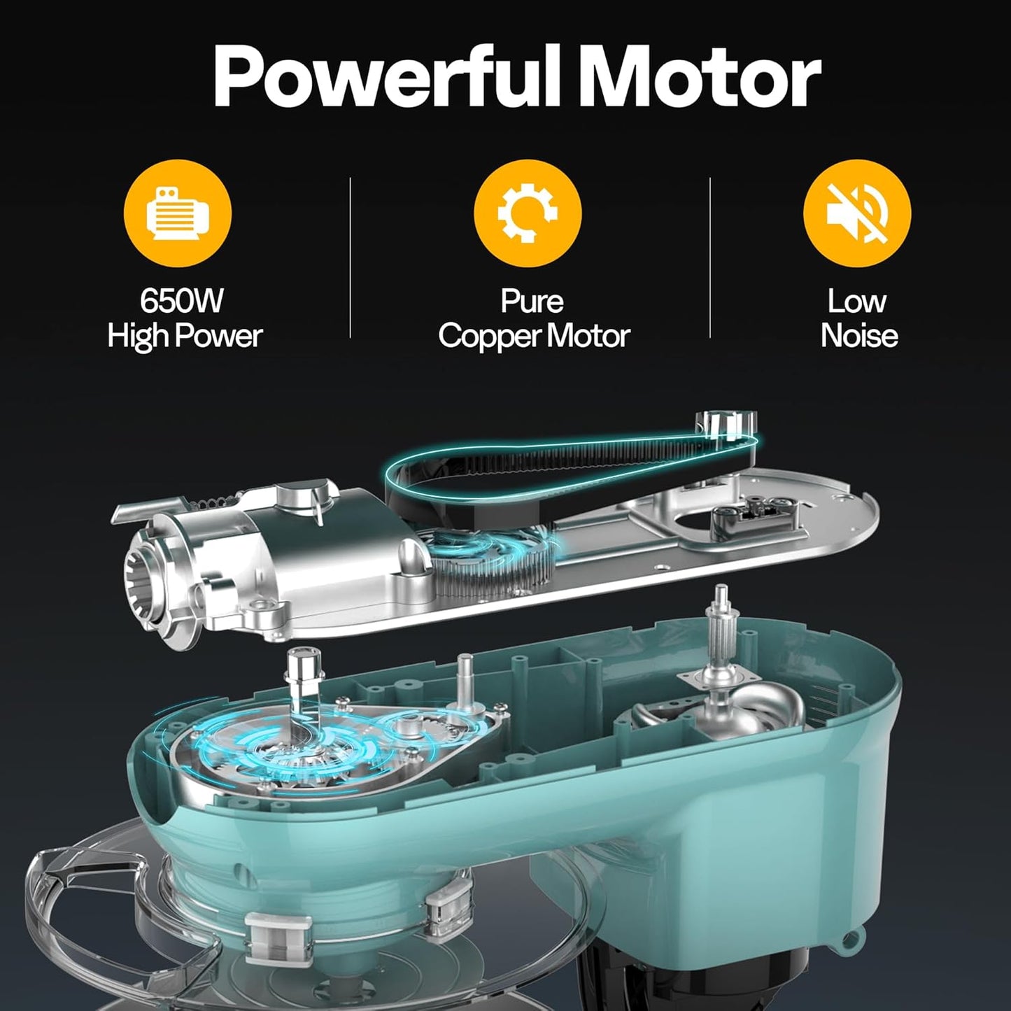 VIVOHOME 3 in 1 Multifunctional Stand Mixer with 6 Quart Stainless Steel Bowl, 650W 6 Speed Tilt-Head Meat Grinder, Juice Blender, Blue