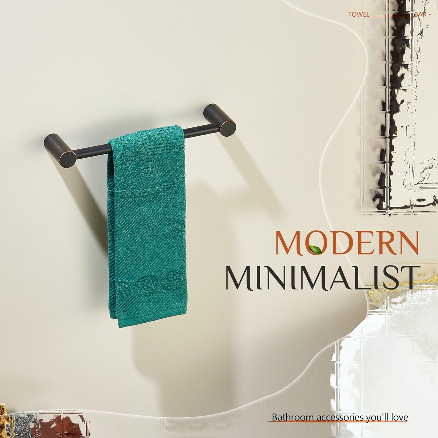 KOKOSIRI Towel Holder for Bathroom Wall 16-Inch Hand Towel Bar Hangers Bathroom Accessory Wall Mounted Oil Rubbed Bronze Stainless Steel, B4007ORB-L16