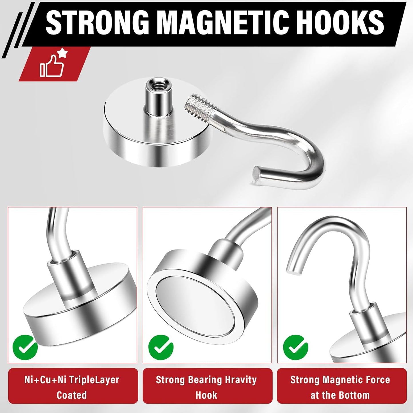 Magnetic Hooks, 2025 Cruise Cabins Ship Essentials 50Lbs Strong Heavy Duty Magnets 12Pcs Magnet Hook for Classroom Home Refrigerator Door Fridge Camping Hanging