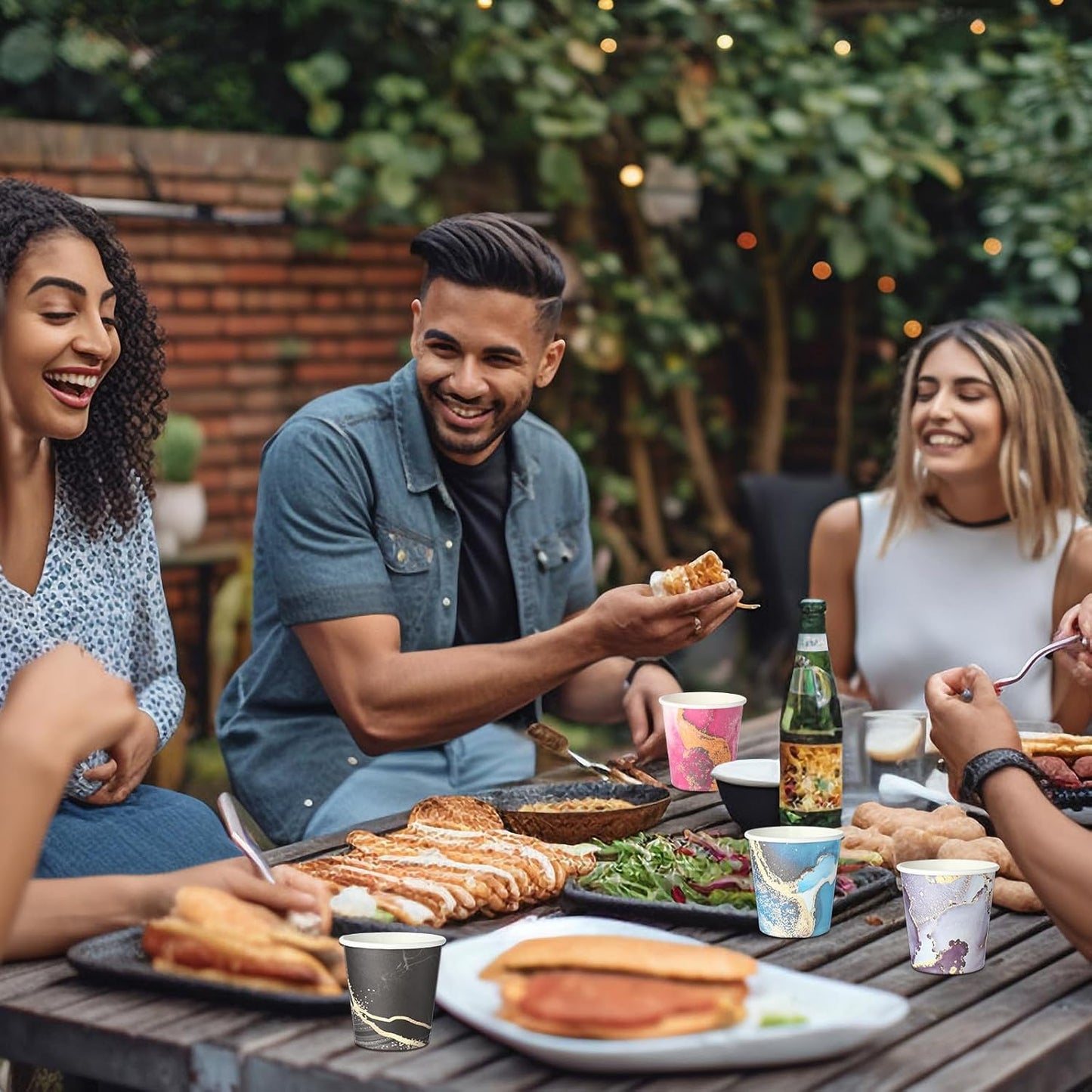 Thenshop 1000 Pack 5oz Paper Cups, Multicolor Disposable Marble Water Cups Bulk, Mini Mouthwash, Hot/Cold Beverage Drinking for Parties, Picnic, Travel, Barbecues and Event, 10 Colors