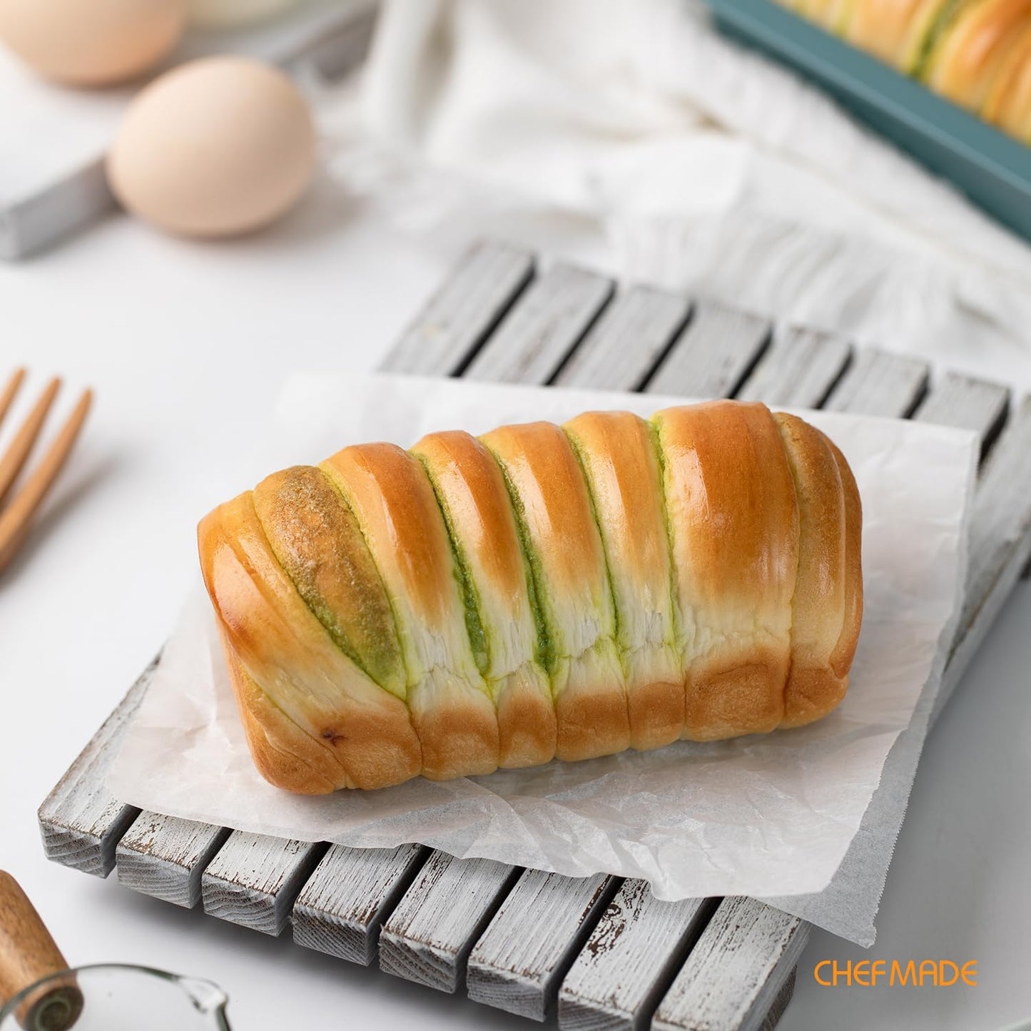 CHEFMADE Mini Bread Loaf Pan, 4.7" x 3" Nonstick Meatloaf Pan, Bakeware for Oven Baking，Homemade Bread （Green）